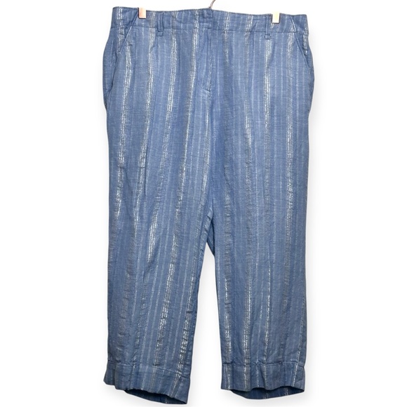 Tommy Bahama Espionage Silver Stripe Cropped Pants Women’s 12 - Picture 1 of 8